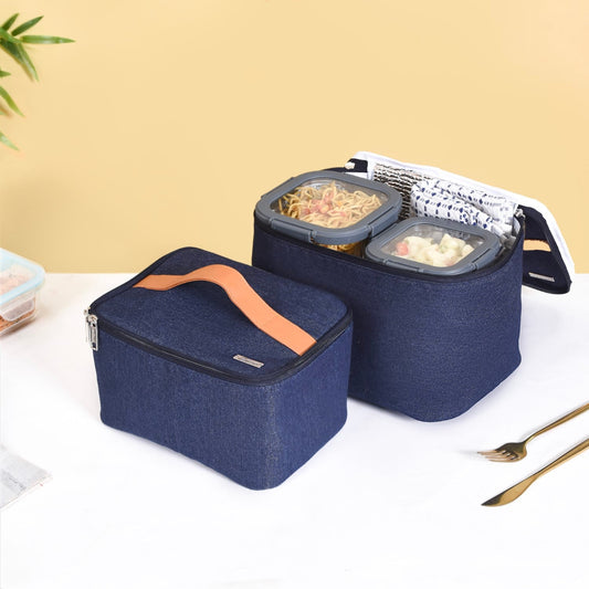 Denim Insulated Food Storage Picnic Bags Set Of 2