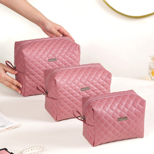 Pink Multipurpose Toiletry Bags Set Of 3